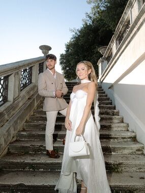UNDONE BY KATE- JACQUELINE DRESS White Satin Bridal Dress with Neck Scarf